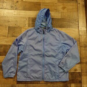 L.L.Bean Waterproof Nylon Rain Jacket Women’s XL Blue Lightweight Hooded